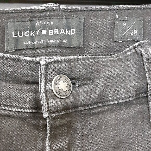 Lucky Brand Black Denim Mid Rise Ava Skinny Size 8/29 A Ankle Stretch Zip Fly - Picture 11 of 12